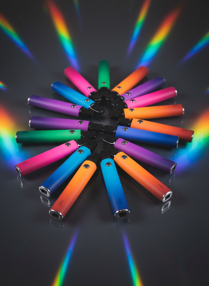 Colorful disposable vape devices